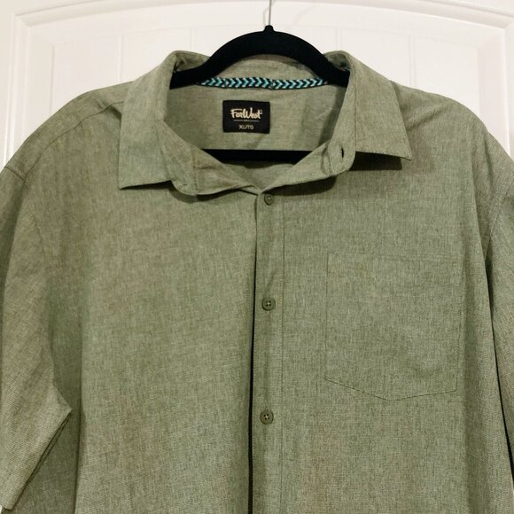 FARWEST Dusty sage green short-sleeve button-down men's shirt ~ XL 1X summer top - Picture 3 of 12